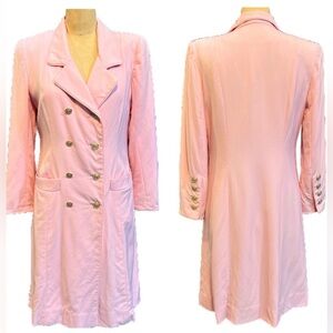 VINTAGE Saks Fifth Avenue pastel pink wool long blazer dress luxury coat 80s 90s